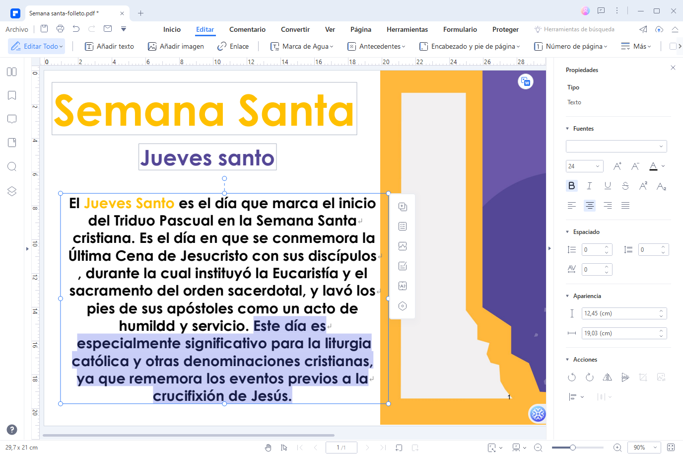 elaborar folleto de semana santa en pdf