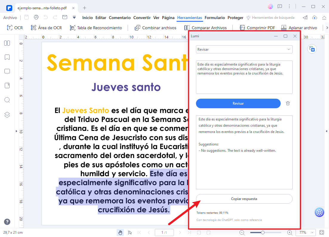 revisar el folleto de semana santa